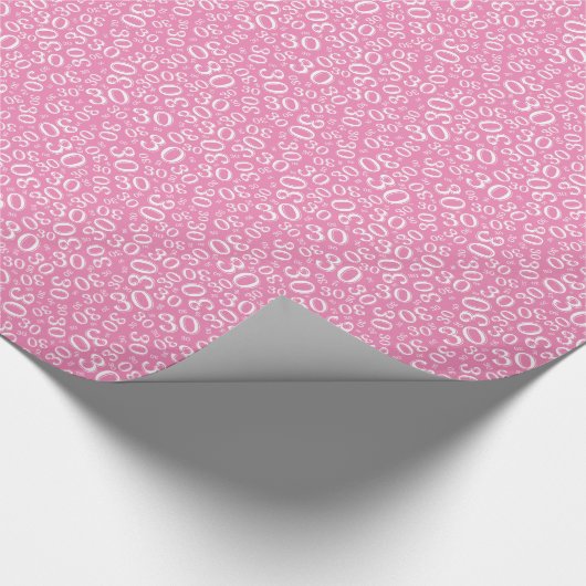 30e verjaardag Roze/White Random Number Pattern Cadeaupapier (Hoek)