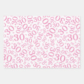 30e verjaardag Roze & Witte nummerpatroon 30 Inpakpapier Vel (Voorkant 2)