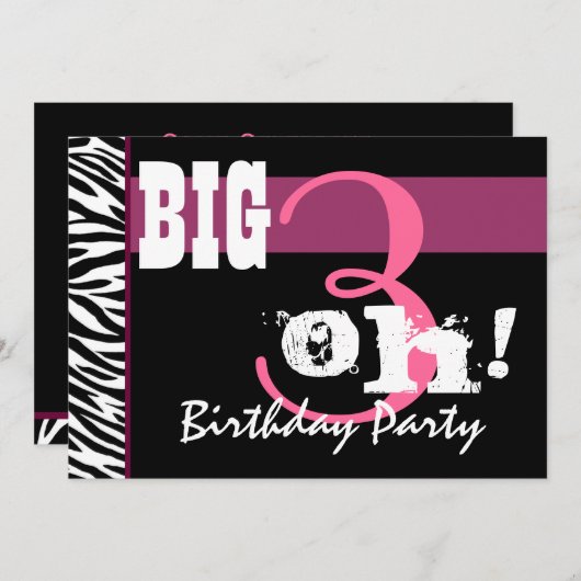 30e verjaardag - Roze Zebra Sjabloon Kaart (Voorkant / Achterkant)