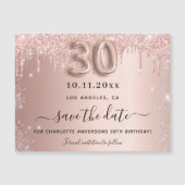 30e verjaardag roze zilver save the date magneet (Voorkant)