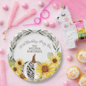 30e verjaardag Rustic Zebra pomkin en zonnebloemen Papieren Bordje (Feest)