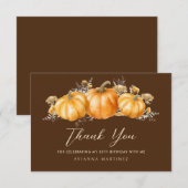 30e Verjaardag Rustieke Boho Pompoen Flat Bedankkaart (Voorkant / Achterkant)