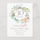 30e verjaardag Save the Date Rozen Guirlande  Briefkaart (Voorkant)