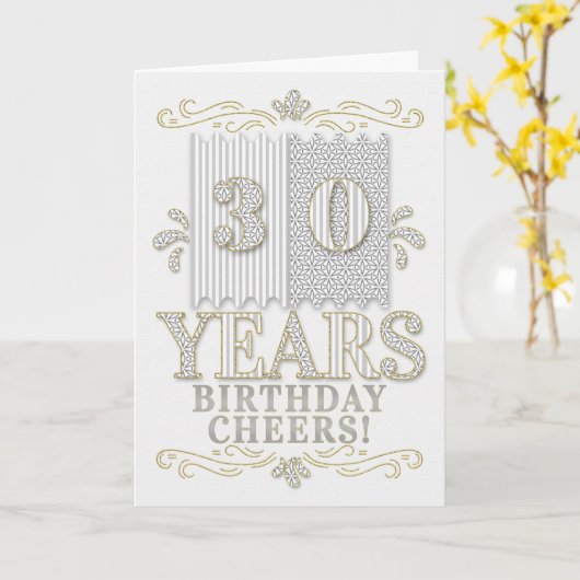 30e verjaardag Silver en Golden Hues met legant Kaart (Gele Bloem)