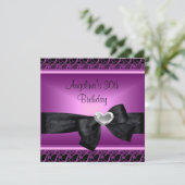 30e verjaardag Silver Heart Paars Black Kaart (Staand voorkant)