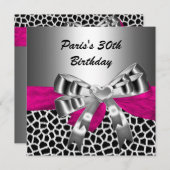 30e verjaardag Silver Pink Black Giraffe Kaart (Voorkant / Achterkant)