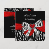 30e verjaardag Silver Red Black White Zebra Kaart (Voorkant / Achterkant)