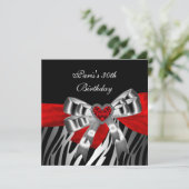 30e verjaardag Silver Red Black Zebra 2 Kaart (Staand voorkant)