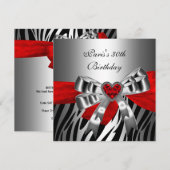 30e verjaardag Silver Red Black Zebra Kaart (Voorkant / Achterkant)