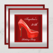 30e verjaardag Silver Red High Hiel Shoes Kaart (Voorkant / Achterkant)
