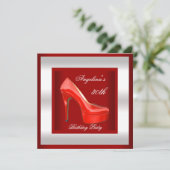 30e verjaardag Silver Red High Hiel Shoes Kaart (Staand voorkant)