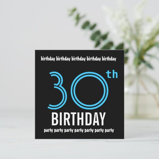 30e verjaardag Sjabloon uitnodiging roze zwart (Staand voorkant)