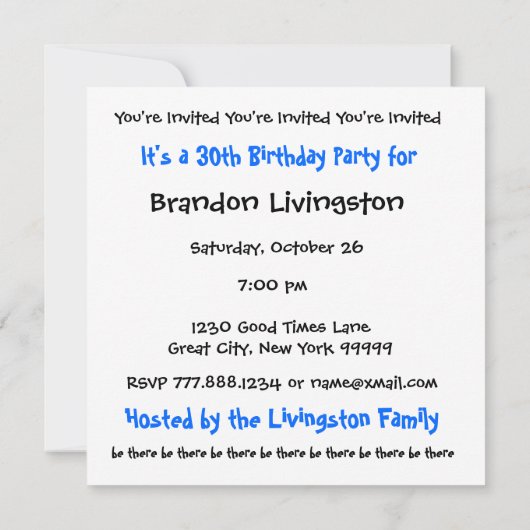 30e verjaardag Sjabloon uitnodiging roze zwart (Achterkant)