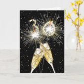 30e verjaardag Sparklers en Champagne Toast Kaart (Gele Bloem)