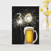 30e Verjaardag Sparklers Met Bier Mok Kaart (Gele Bloem)