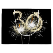 30e verjaardag Sparklers op zwarte grote geschenkz Groot Cadeauzakje (Voorkant)