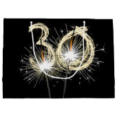 30e verjaardag Sparklers op zwarte grote geschenkz Groot Cadeauzakje (Achterkant)