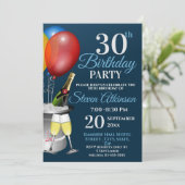 30e verjaardag Sparkling Wine Party Kaart (Staand voorkant)