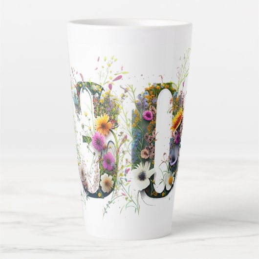 30e verjaardag Spray van Wildflowers Tekst Latte Mok (Voorkant)