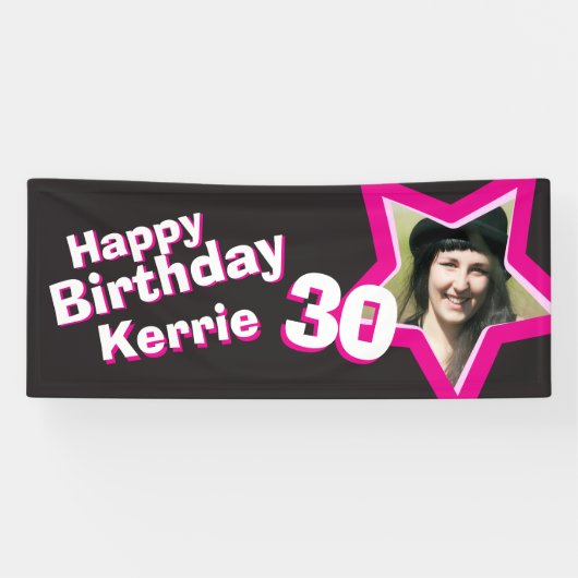 30e verjaardag ster aangepaste foto banner (Horizontaal)