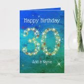 30e verjaardag - Sterrennummers - Blauw groen - Le Kaart (Voorkant)