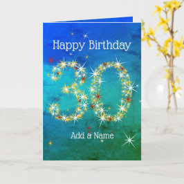 30e verjaardag - Sterrennummers - Blauw groen - Le Kaart