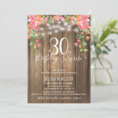 30e verjaardag Surprise Brunch Rustic Floral Wood Kaart (Staand voorkant)