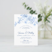 30e Verjaardag Surprise Party Dusty Blue Floral Uitnodiging Briefkaart (Staand voorkant)