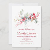 30e verjaardag Surprise Party Greenery Red Berry Kaart (Voorkant)