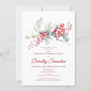 30e verjaardag Surprise Party Greenery Red Berry Kaart