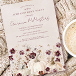 30e verjaardag Surprise Party Pompoen Wildflower Kaart<br><div class="desc">Herfst pompoenen zijn genesteld in delicate bordeauxrode en witte wilde bloemen creëer een elegante esthetiek. Alle tekst is bewerkbaar,  zodat u gemakkelijk uw eigen speciale stemming kunt maken.</div>