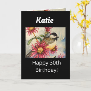 30e verjaardag Sweet Chickadee Waterverf Kaart
