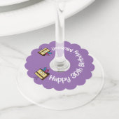 30e verjaardag taart met kaarsen chocolade ijsjes wijnglaslabel (Dichtbij)