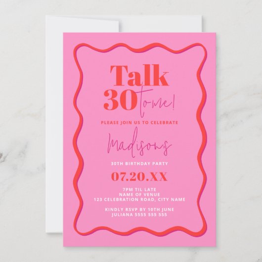 30e verjaardag Talk Thirty to Me Wavy Border Kaart (Voorkant)