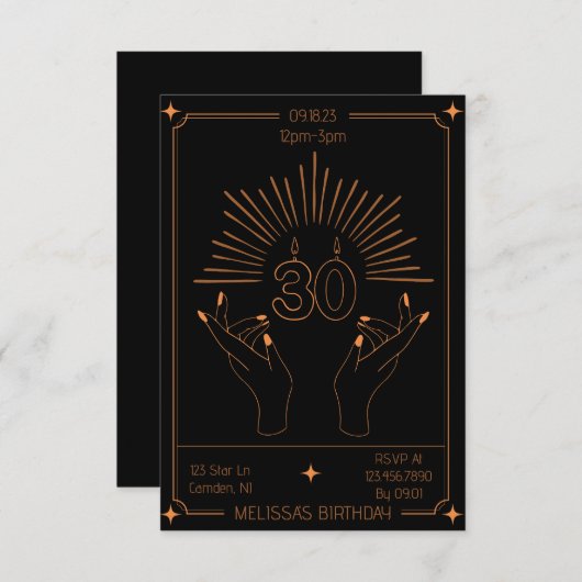 30e Verjaardag Tarot Kaart Feestuitnodiging (Voorkant / Achterkant)
