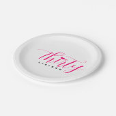 30e verjaardag Thirtylicious Hot Pink Black Heart Papieren Bordje (Gekanteld)