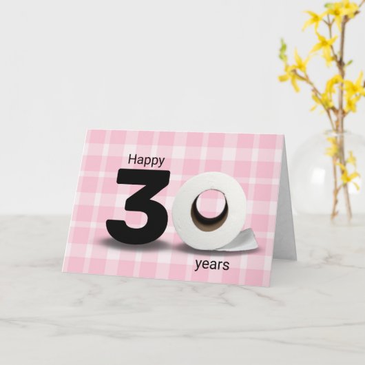 30e verjaardag toiletpapier op papier kaart (Gele Bloem)