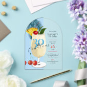 30e verjaardag Tropical Blue Pina Colada Cocktail Acryl Uitnodigingen (Insitu (Huwelijk))