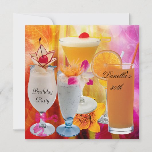 30e verjaardag Tropische Drinken Cocktails 2 Kaart (Voorkant)