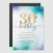 30e verjaardag Turquoise Magnetische Uitnodiging (Voorkant / Achterkant)