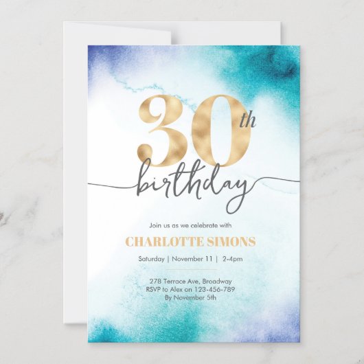30e verjaardag Turquoise Magnetische Uitnodiging (Voorkant)