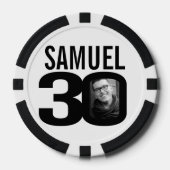 30e verjaardag twee aangepaste foto's zwart-wit poker chips (Voorkant)