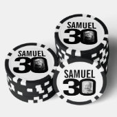 30e verjaardag twee aangepaste foto's zwart-wit poker chips (Opstapeling)