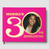 30e verjaardag twee foto's hot roze goud gastenboek (Voorkant)