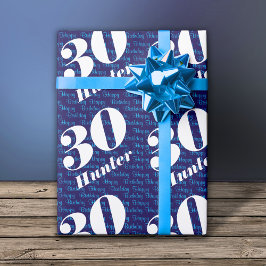 30e verjaardag typografie marine cadeaupapier