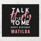 30e verjaardag typografie meisjesroze hedendaags sparkling wijnetiket (Enkel label)