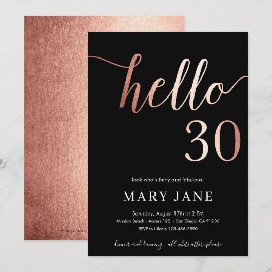 30e verjaardag uitnodiging, 30e verjaardag kaart (Voorkant / Achterkant)