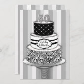 30e verjaardag uitnodiging, 3-tier Cake Kaart (Voorkant / Achterkant)