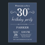 30e verjaardag uitnodiging blauw<br><div class="desc">30e verjaardag uitnodiging met blauwe achtergrond. Verjaardag voor volwassenen. Mannen of vrouwen Bday Uitnodigen. 13e 15e 16e 18e 20e 21e 30e 40e 50e 60e 70e 80e 90e 100e,  elke leeftijd. Voor verdere aanpassing klikt u op de knop "Aanpassen" en gebruikt u onze ontwerptool om deze sjabloon te wijzigen.</div>