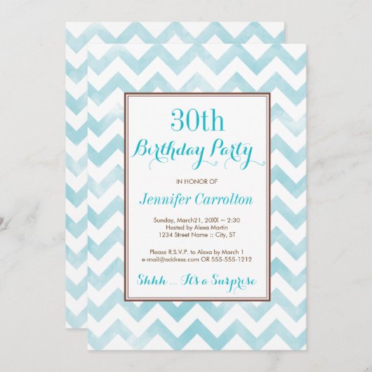 30e verjaardag uitnodiging (blauw) (Voorkant / Achterkant)